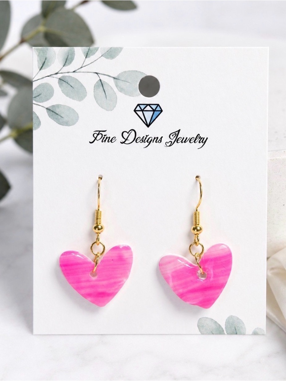 Pink Rise Heart Earrings